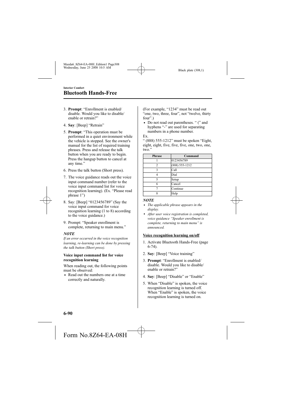 Bluetooth hands-free | Mazda 2009 6 User Manual | Page 308 / 464