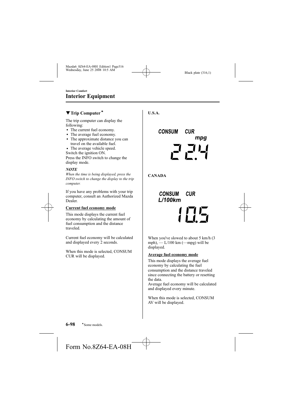 Interior equipment | Mazda 2009 6 User Manual | Page 316 / 464