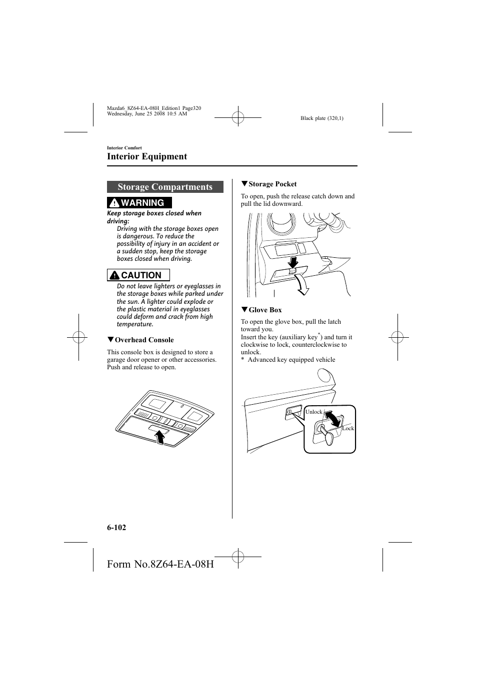 Storage compartments, Interior equipment | Mazda 2009 6 User Manual | Page 320 / 464