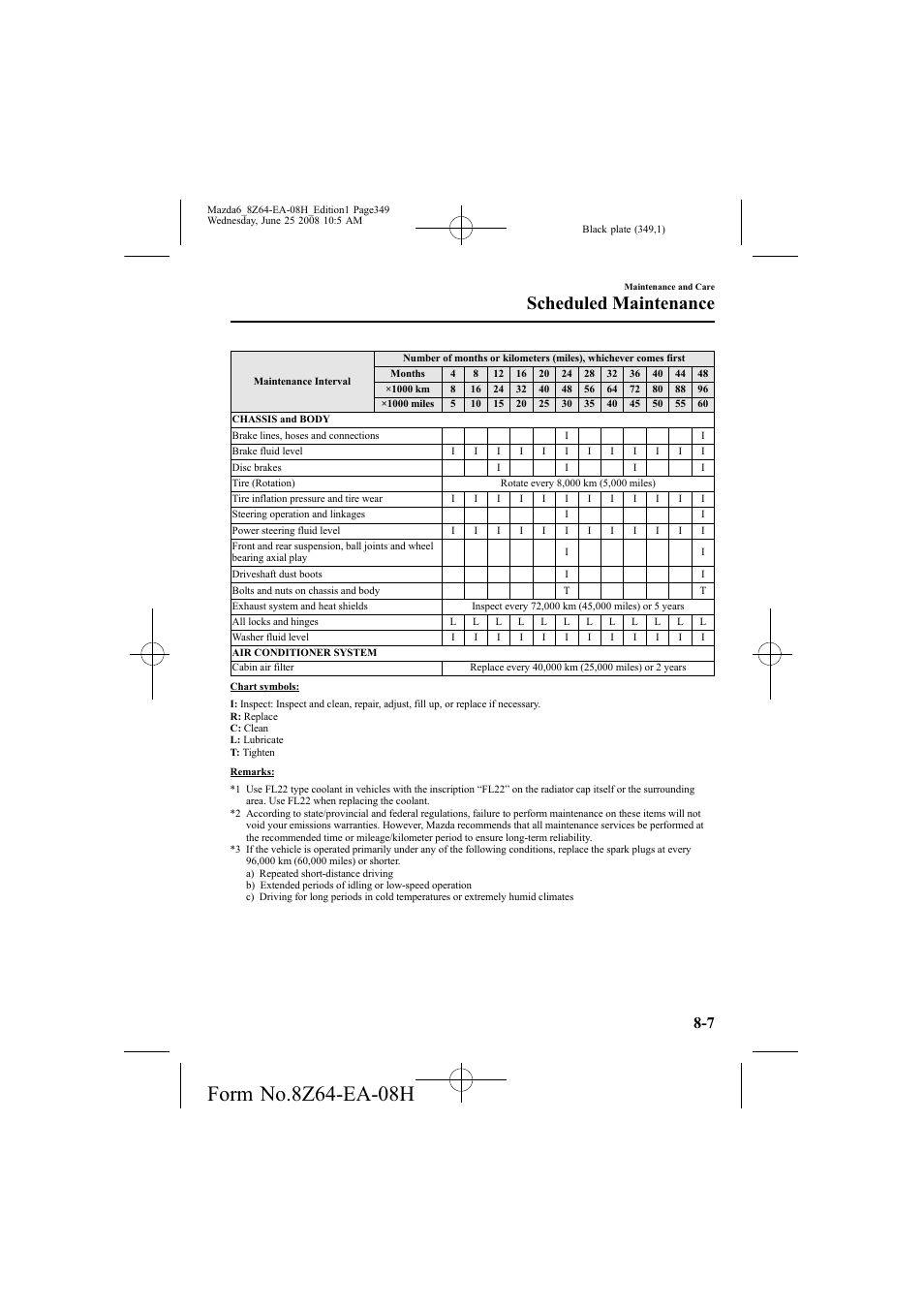 Scheduled maintenance | Mazda 2009 6 User Manual | Page 349 / 464