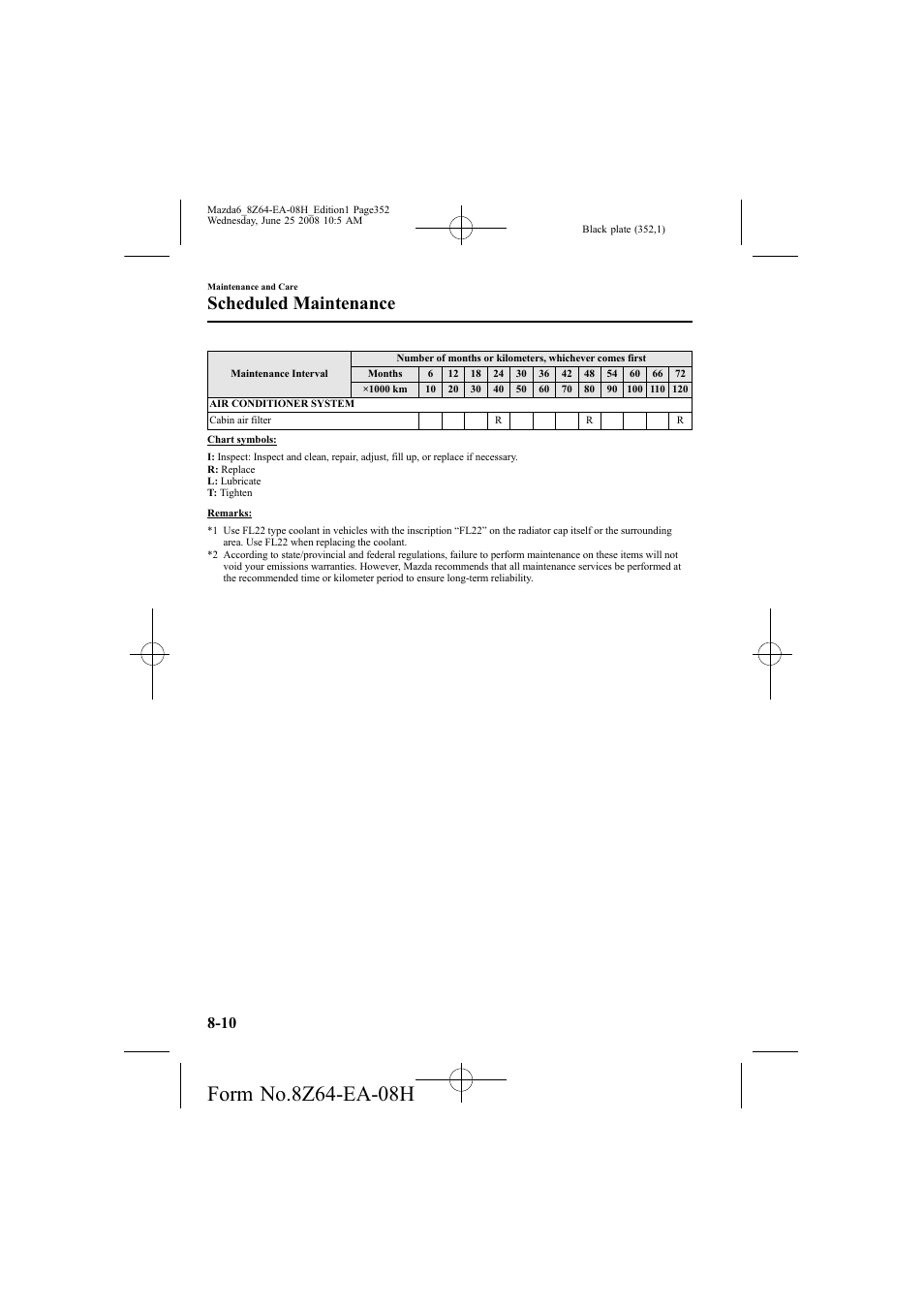 Scheduled maintenance | Mazda 2009 6 User Manual | Page 352 / 464