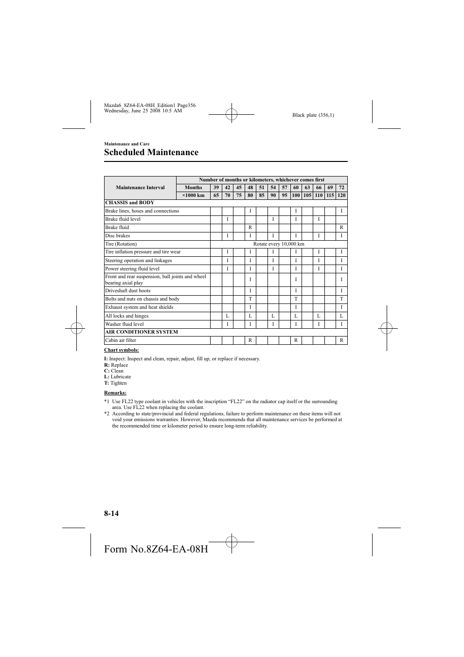 Scheduled maintenance | Mazda 2009 6 User Manual | Page 356 / 464