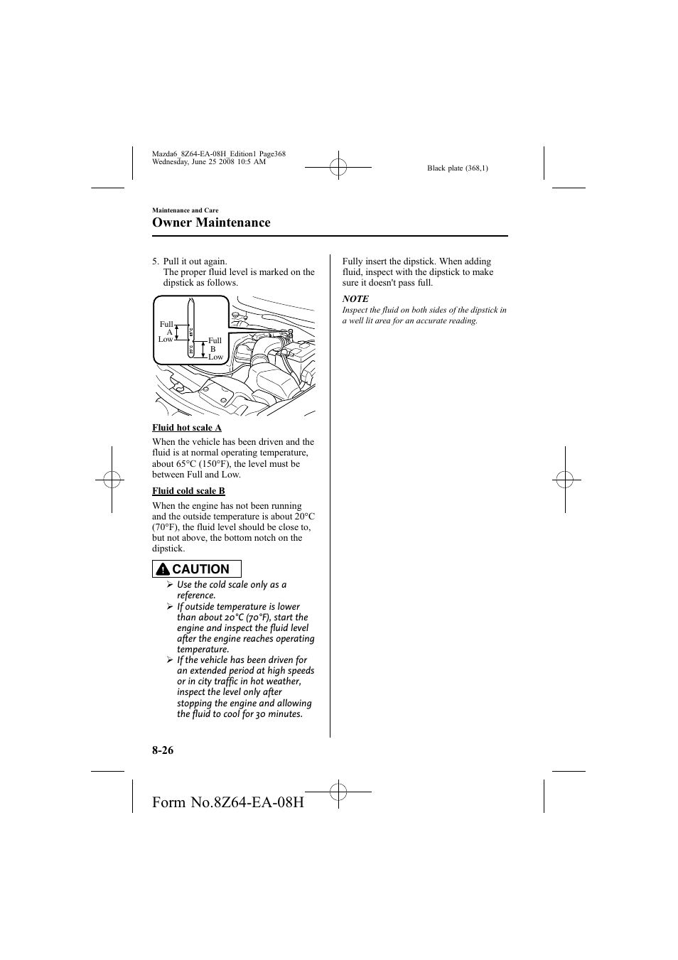 Owner maintenance, Caution | Mazda 2009 6 User Manual | Page 368 / 464