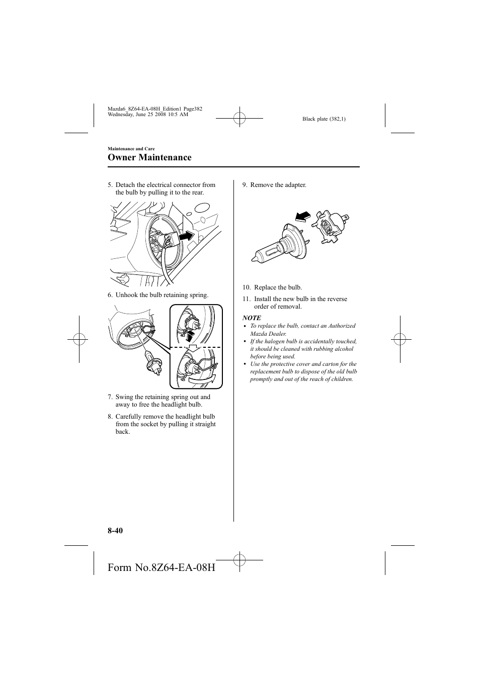 Owner maintenance | Mazda 2009 6 User Manual | Page 382 / 464