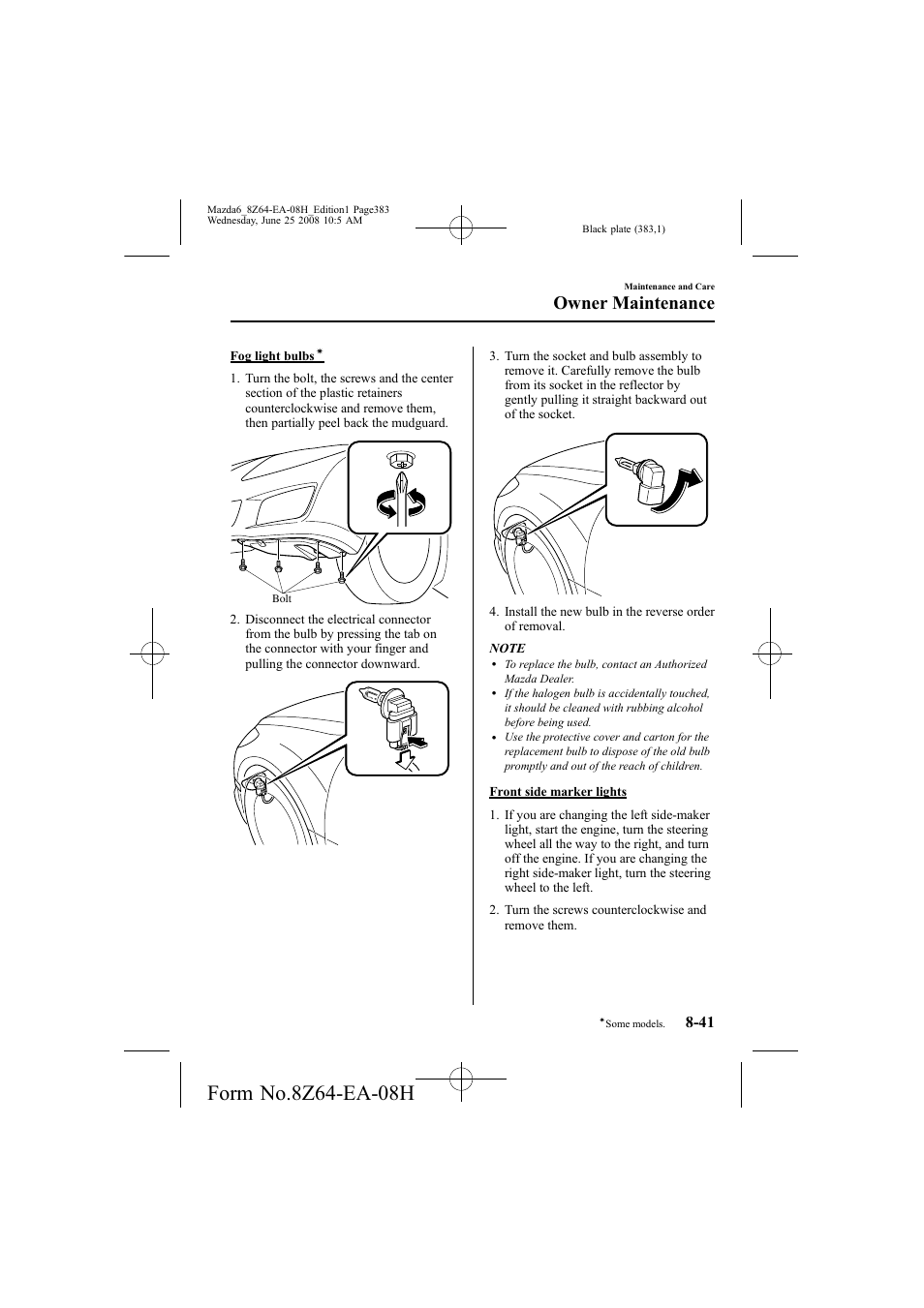 Owner maintenance | Mazda 2009 6 User Manual | Page 383 / 464