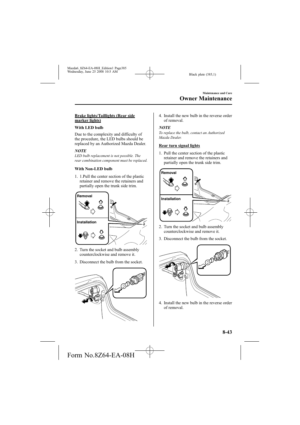 Owner maintenance | Mazda 2009 6 User Manual | Page 385 / 464