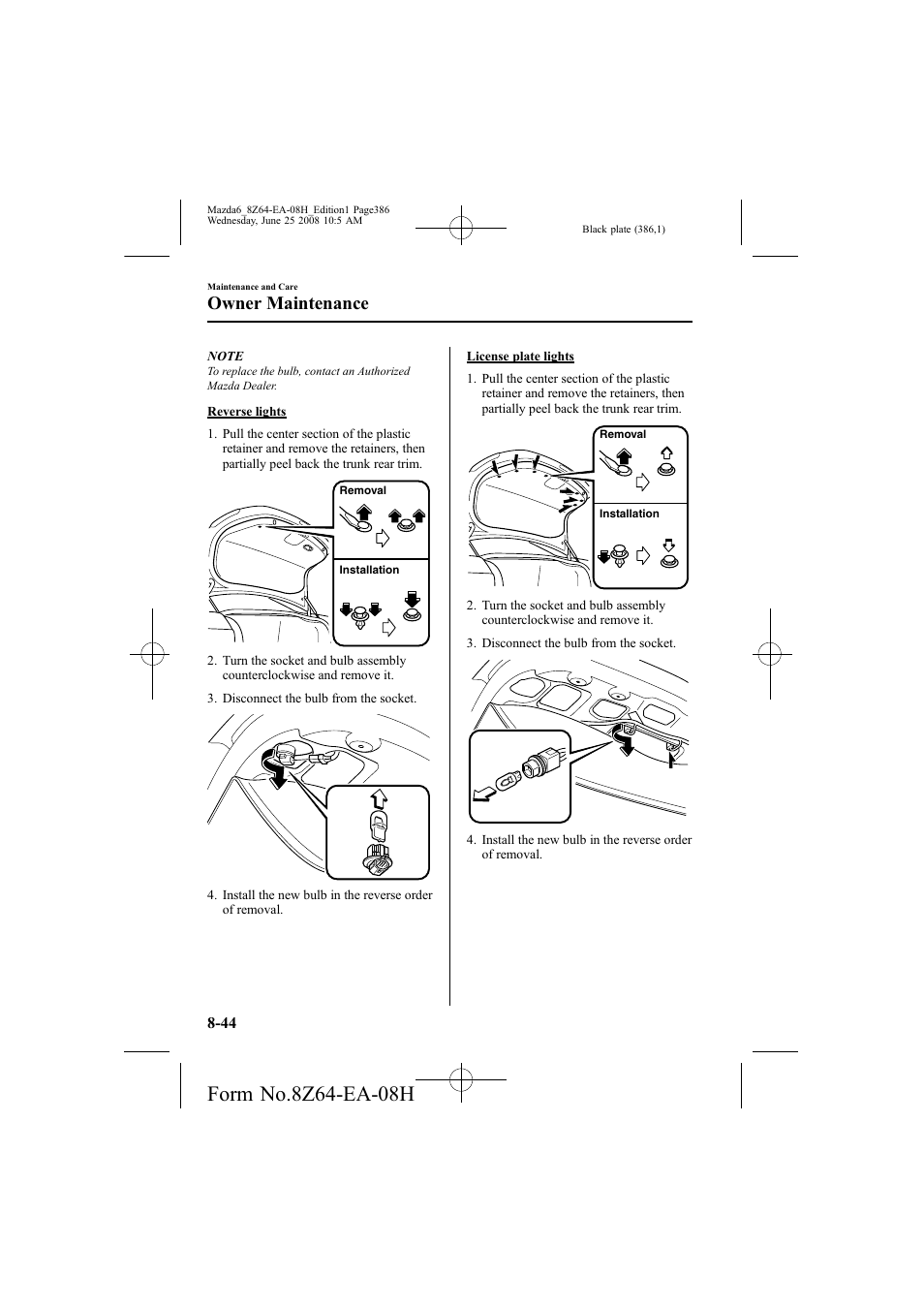 Owner maintenance | Mazda 2009 6 User Manual | Page 386 / 464