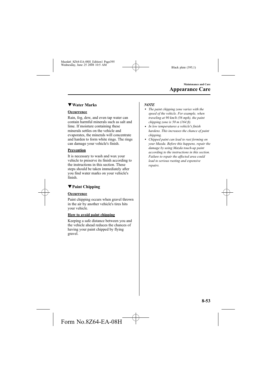 Appearance care | Mazda 2009 6 User Manual | Page 395 / 464