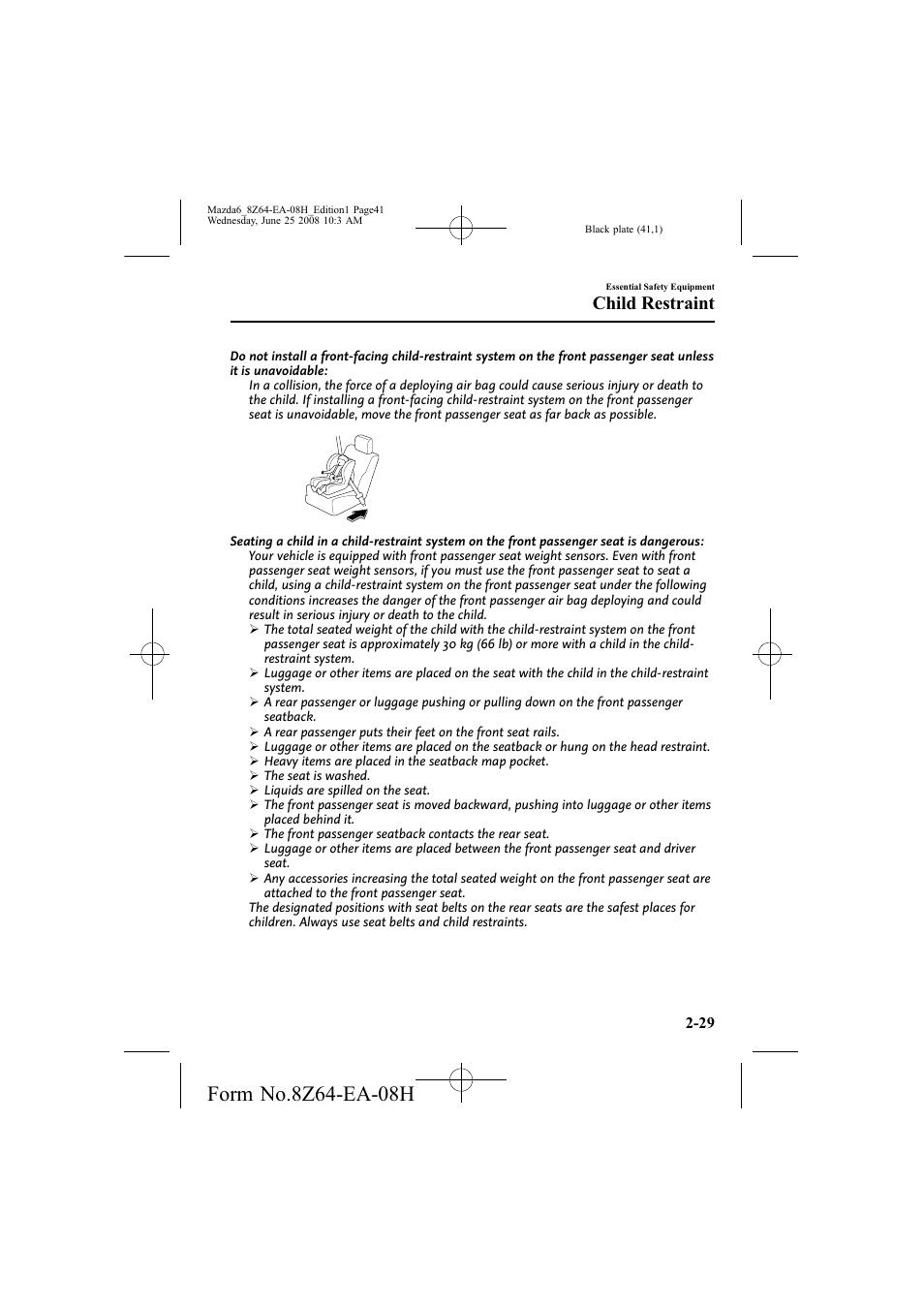 Child restraint | Mazda 2009 6 User Manual | Page 41 / 464