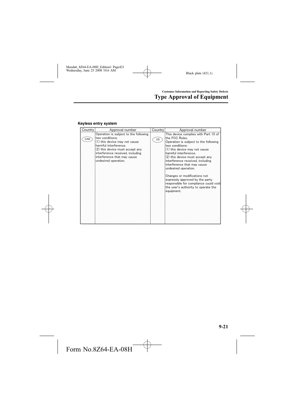 Type approval of equipment | Mazda 2009 6 User Manual | Page 421 / 464