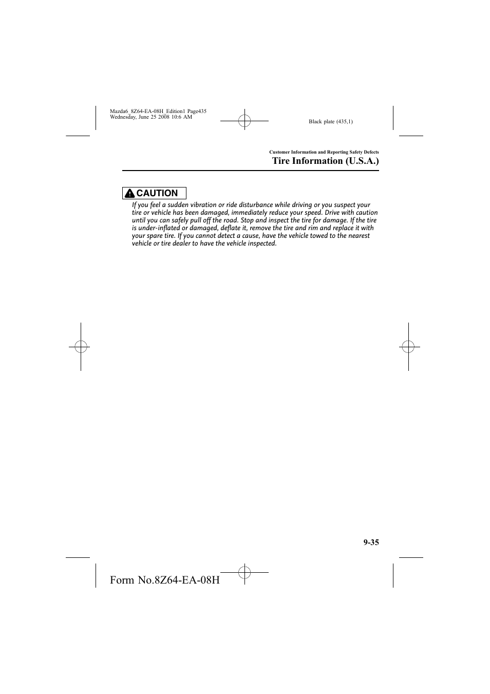 Tire information (u.s.a.) | Mazda 2009 6 User Manual | Page 435 / 464