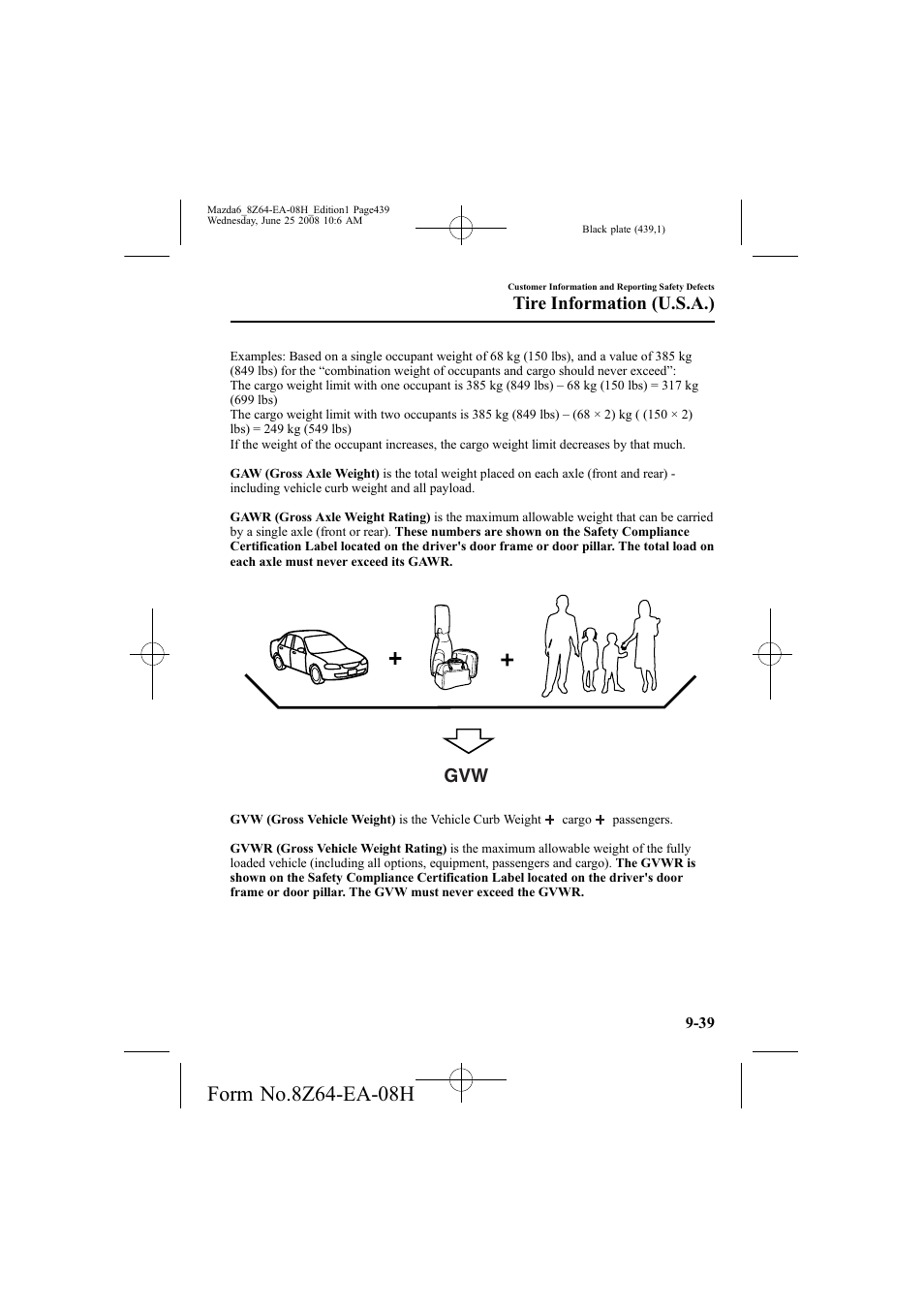 Tire information (u.s.a.) | Mazda 2009 6 User Manual | Page 439 / 464