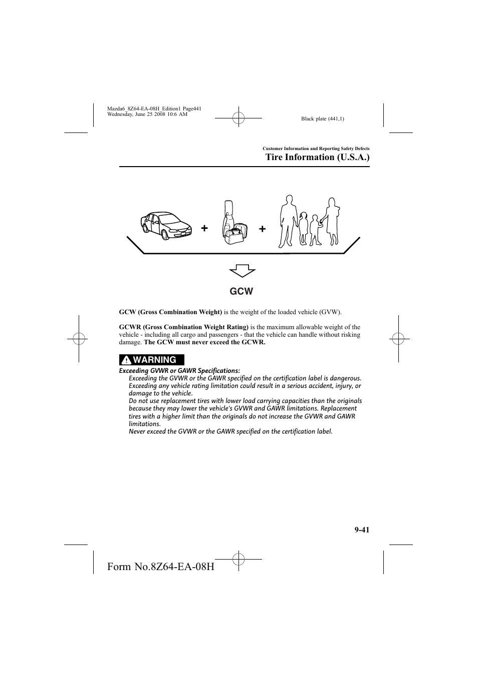 Tire information (u.s.a.) | Mazda 2009 6 User Manual | Page 441 / 464