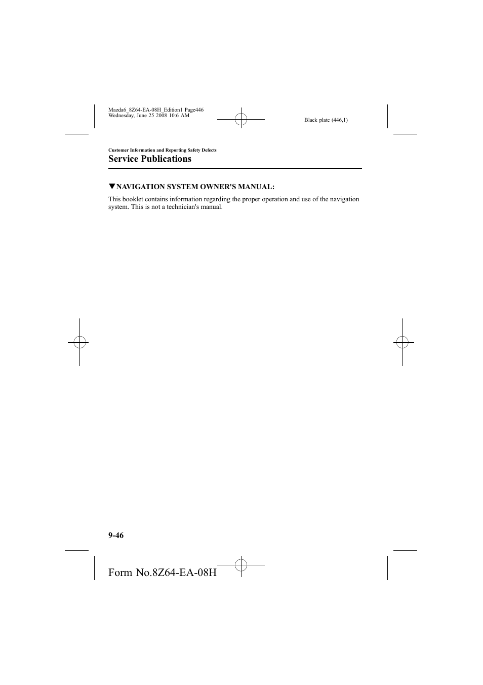 Service publications | Mazda 2009 6 User Manual | Page 446 / 464