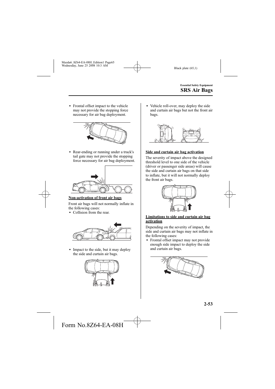 Srs air bags | Mazda 2009 6 User Manual | Page 65 / 464