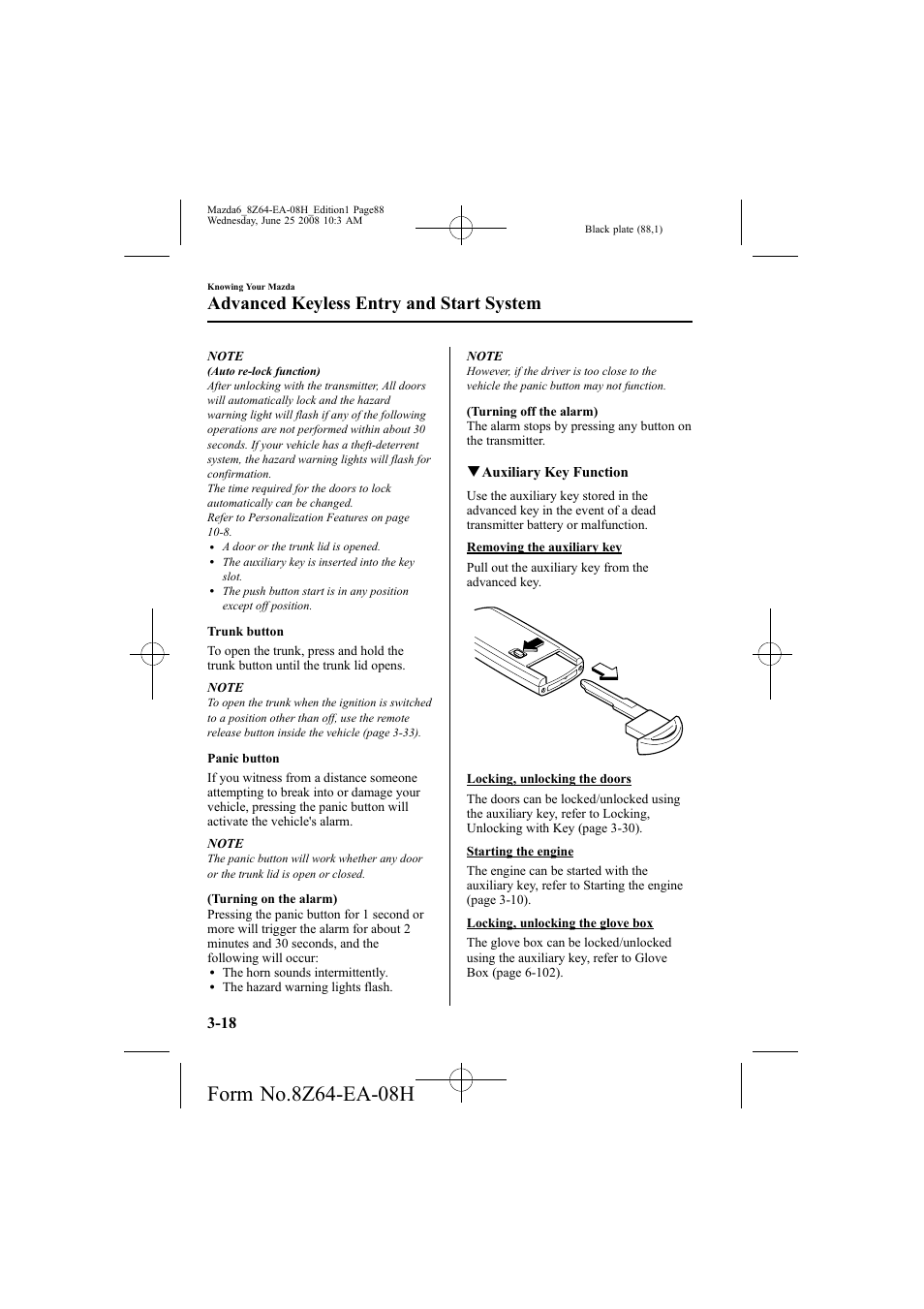 Advanced keyless entry and start system | Mazda 2009 6 User Manual | Page 88 / 464