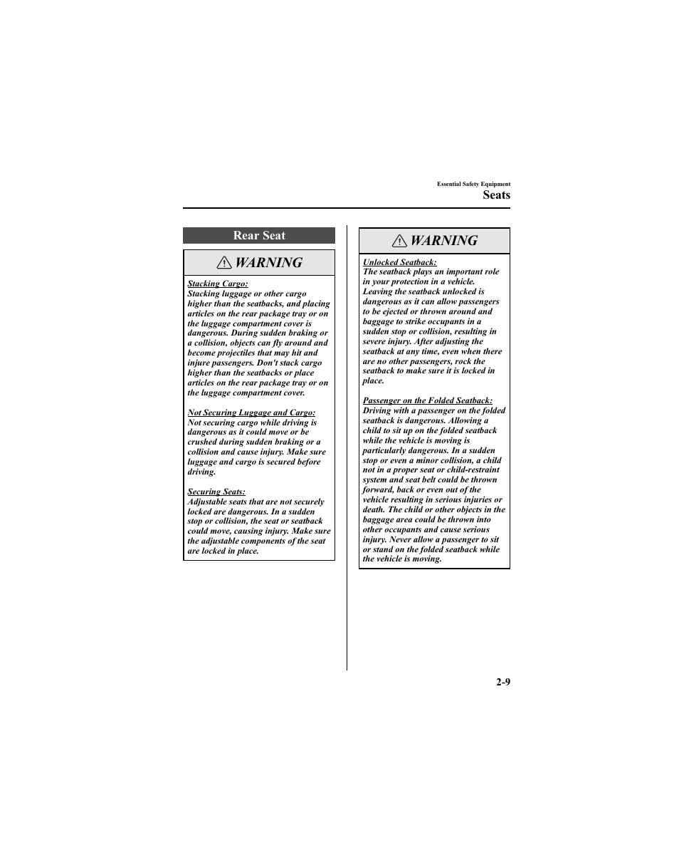 Warning | Mazda 2005 6 SPORTS SEDAN User Manual | Page 23 / 340