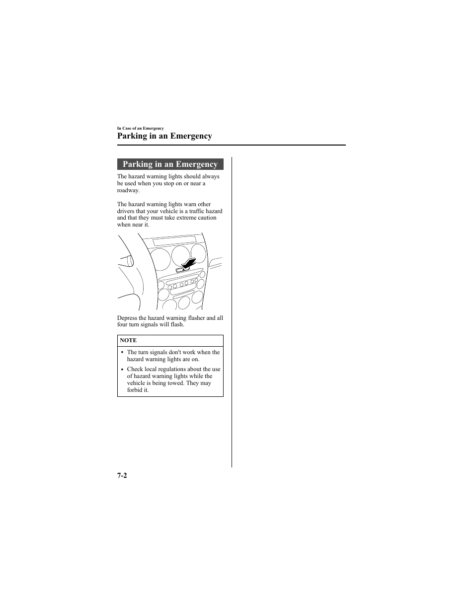 Parking in an emergency | Mazda 2005 6 SPORTS SEDAN User Manual | Page 230 / 340