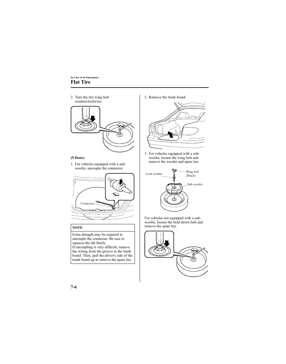 Flat tire | Mazda 2005 6 SPORTS SEDAN User Manual | Page 234 / 340