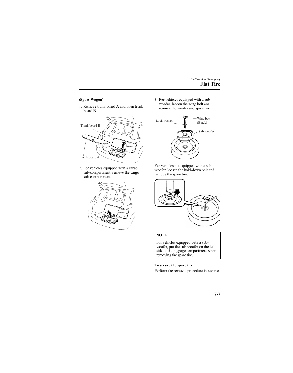 Flat tire | Mazda 2005 6 SPORTS SEDAN User Manual | Page 235 / 340