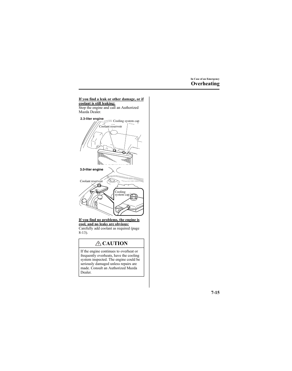 Caution, Overheating | Mazda 2005 6 SPORTS SEDAN User Manual | Page 243 / 340