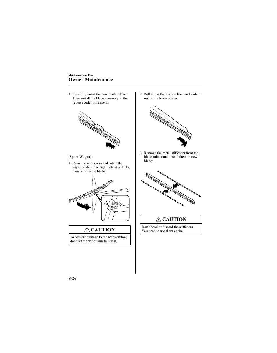 Caution, Owner maintenance | Mazda 2005 6 SPORTS SEDAN User Manual | Page 276 / 340