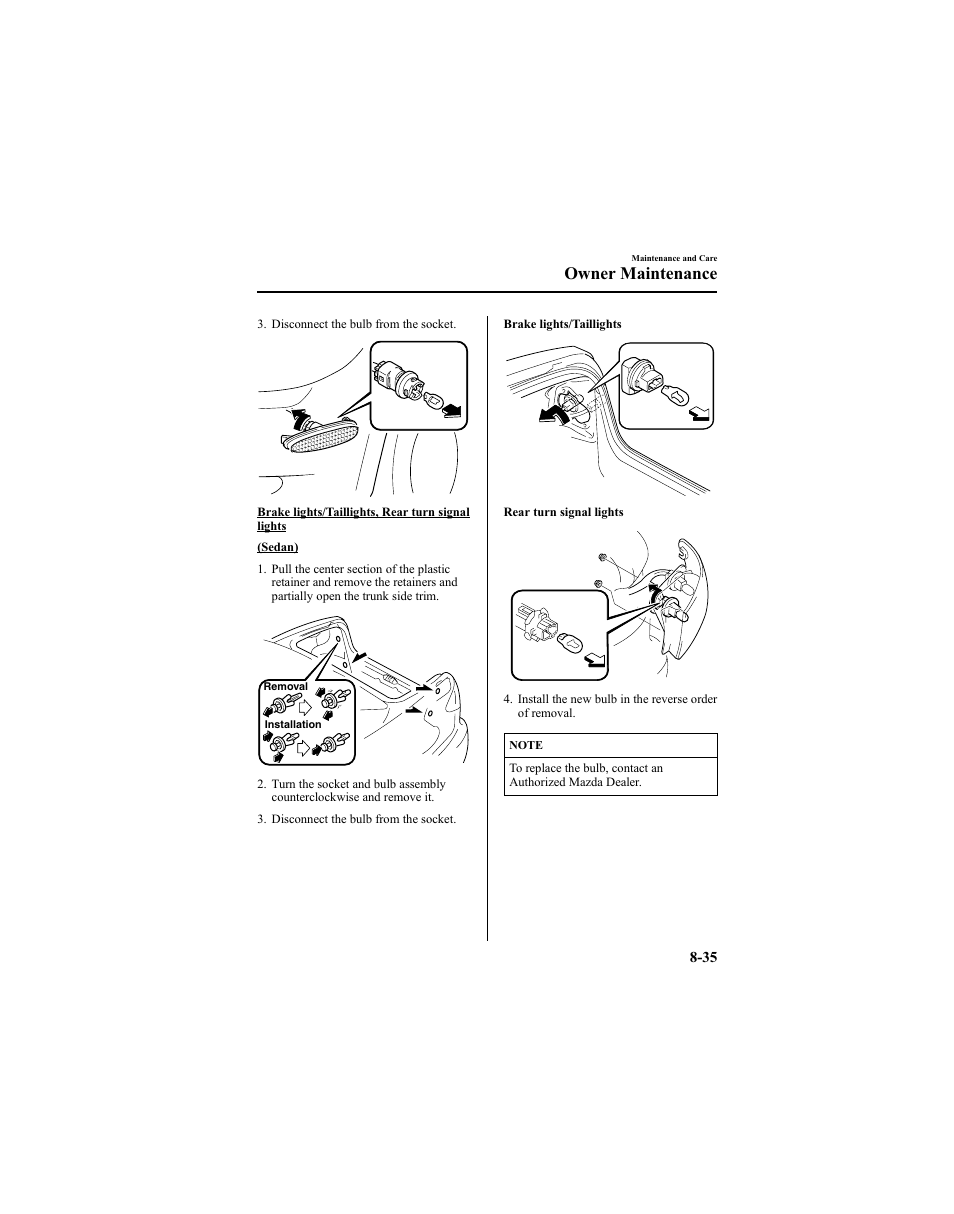 Owner maintenance | Mazda 2005 6 SPORTS SEDAN User Manual | Page 285 / 340