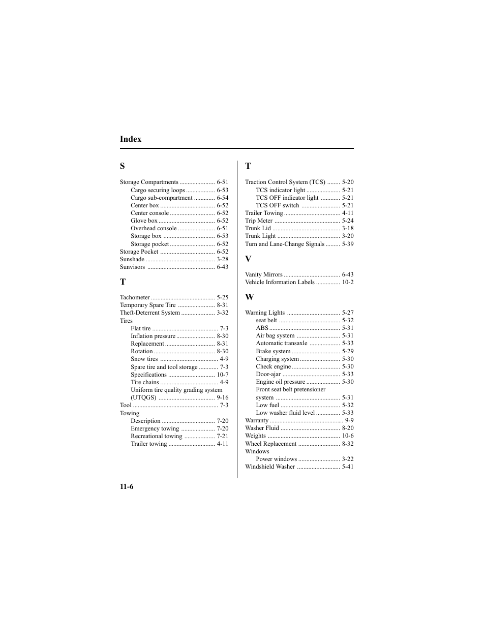 Index | Mazda 2005 6 SPORTS SEDAN User Manual | Page 338 / 340