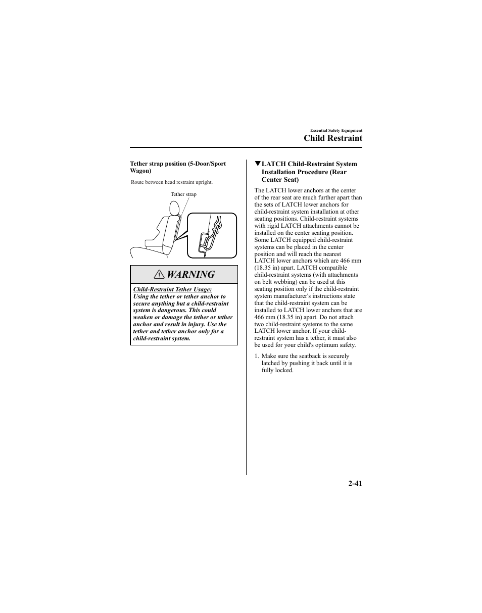 Warning, Child restraint | Mazda 2005 6 SPORTS SEDAN User Manual | Page 55 / 340