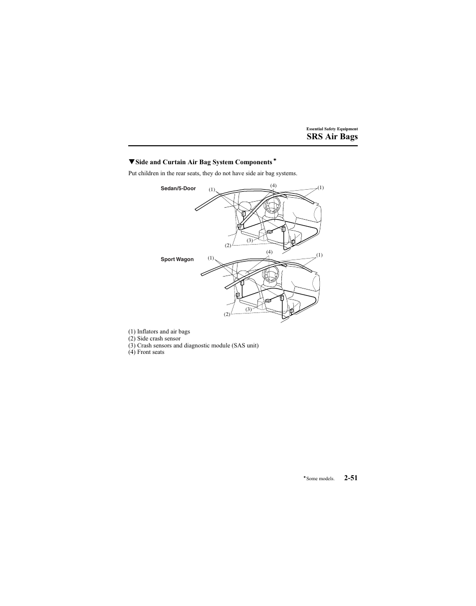 Srs air bags | Mazda 2005 6 SPORTS SEDAN User Manual | Page 65 / 340