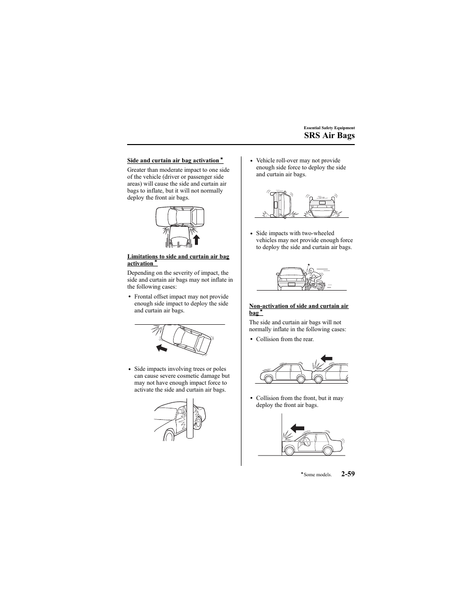 Srs air bags | Mazda 2005 6 SPORTS SEDAN User Manual | Page 73 / 340