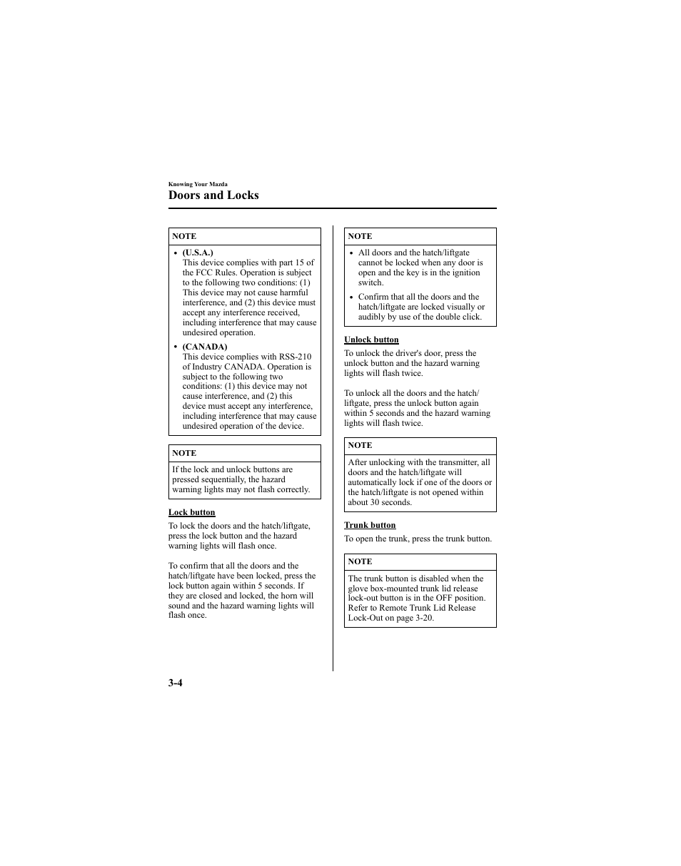 Doors and locks | Mazda 2005 6 SPORTS SEDAN User Manual | Page 80 / 340