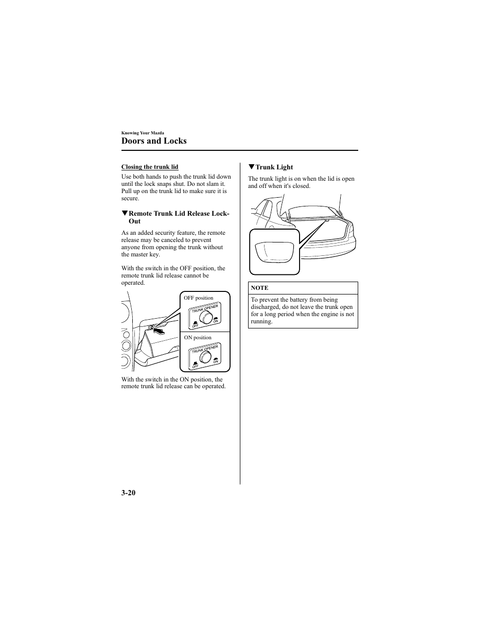 Doors and locks | Mazda 2005 6 SPORTS SEDAN User Manual | Page 96 / 340