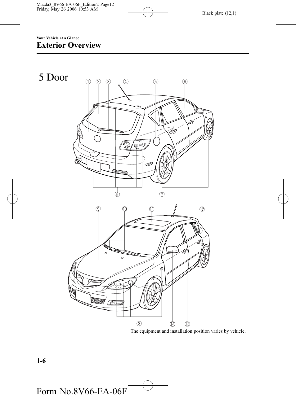 Exterior overview, 5 door | Mazda 2007 3 4-DOOR User Manual | Page 13 / 459