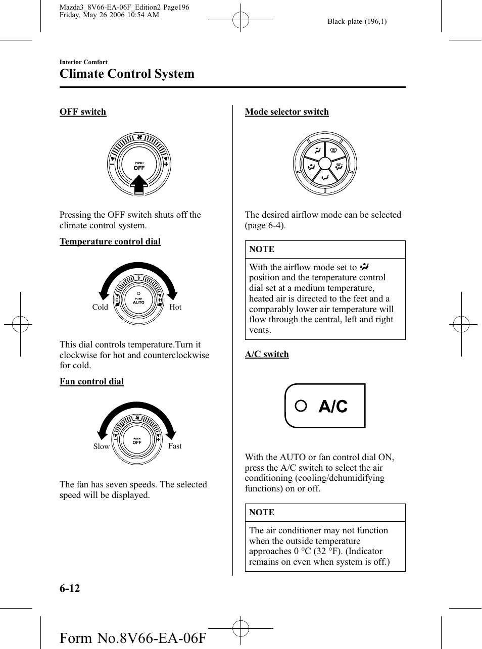 Climate control system | Mazda 2007 3 4-DOOR User Manual | Page 197 / 459