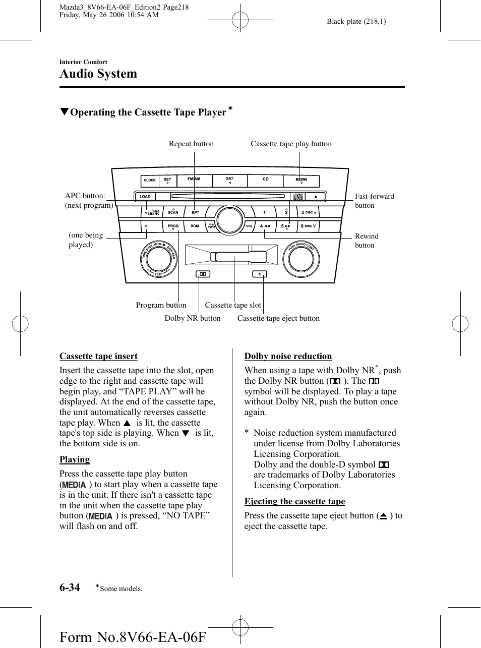 Audio system | Mazda 2007 3 4-DOOR User Manual | Page 219 / 459