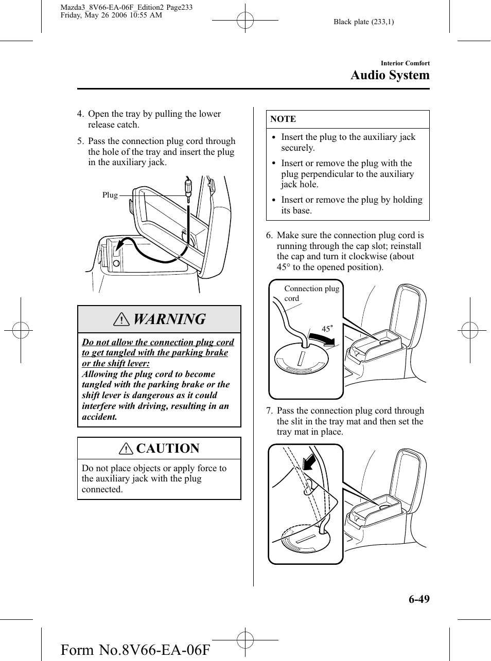 Warning, Caution, Audio system | Mazda 2007 3 4-DOOR User Manual | Page 234 / 459