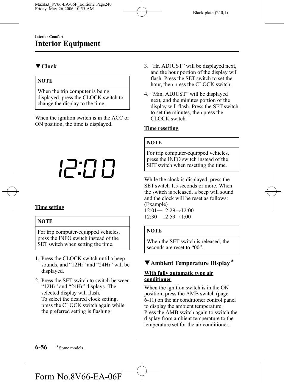 Interior equipment | Mazda 2007 3 4-DOOR User Manual | Page 241 / 459