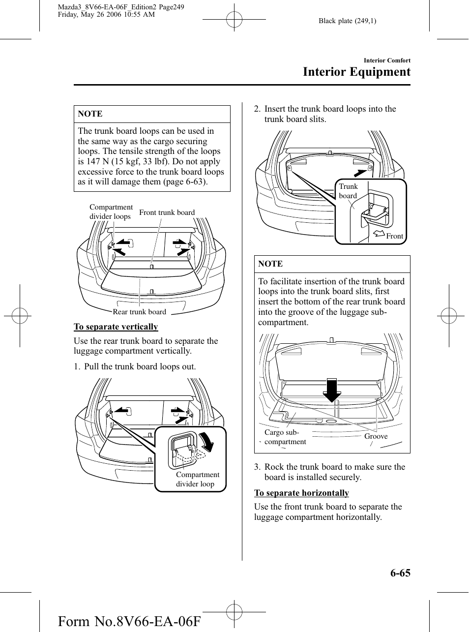 Interior equipment | Mazda 2007 3 4-DOOR User Manual | Page 250 / 459