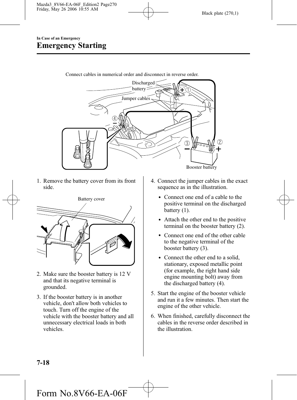 Emergency starting | Mazda 2007 3 4-DOOR User Manual | Page 271 / 459