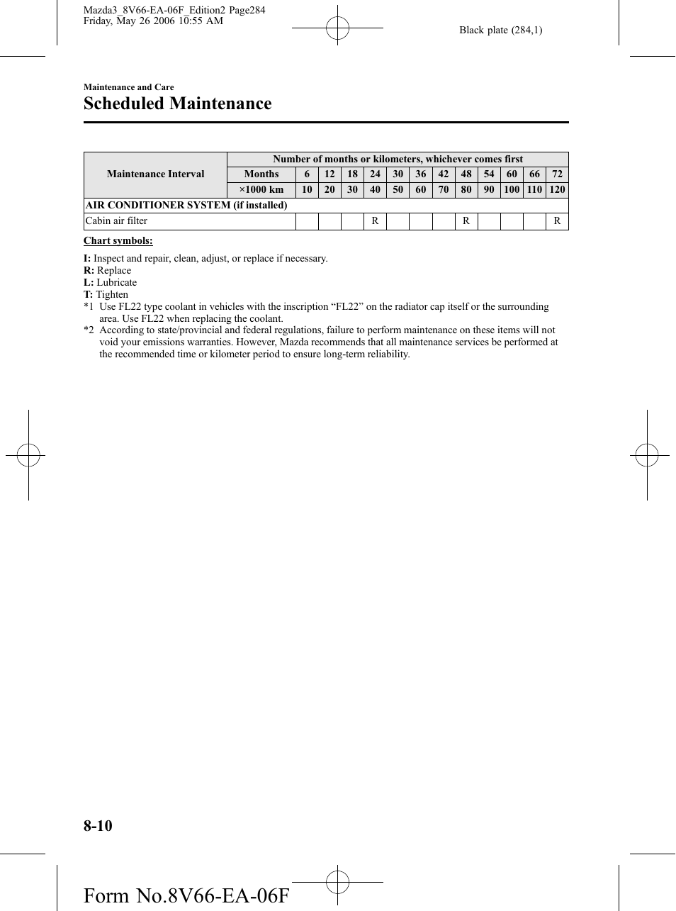 Scheduled maintenance | Mazda 2007 3 4-DOOR User Manual | Page 285 / 459