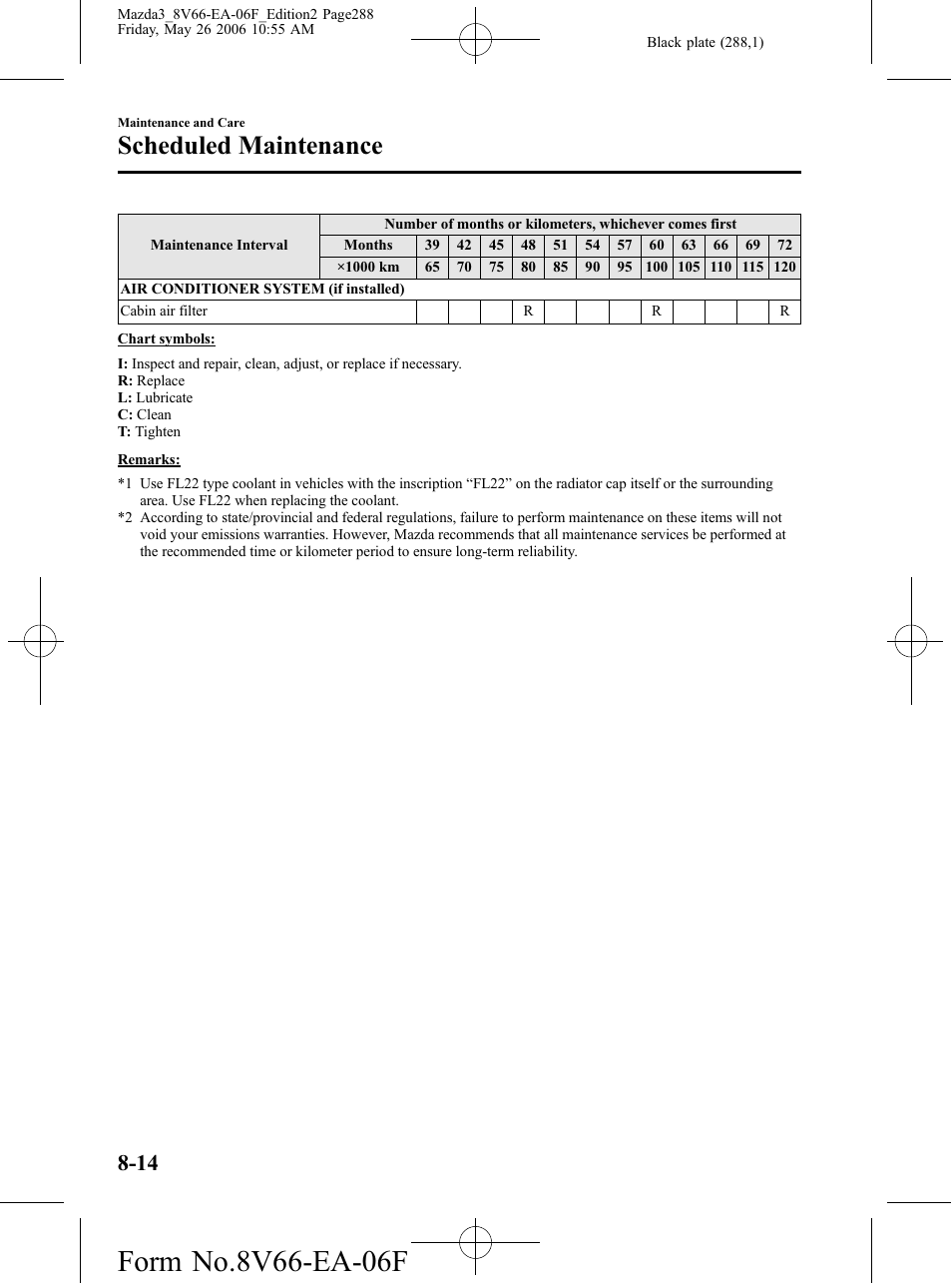 Scheduled maintenance | Mazda 2007 3 4-DOOR User Manual | Page 289 / 459