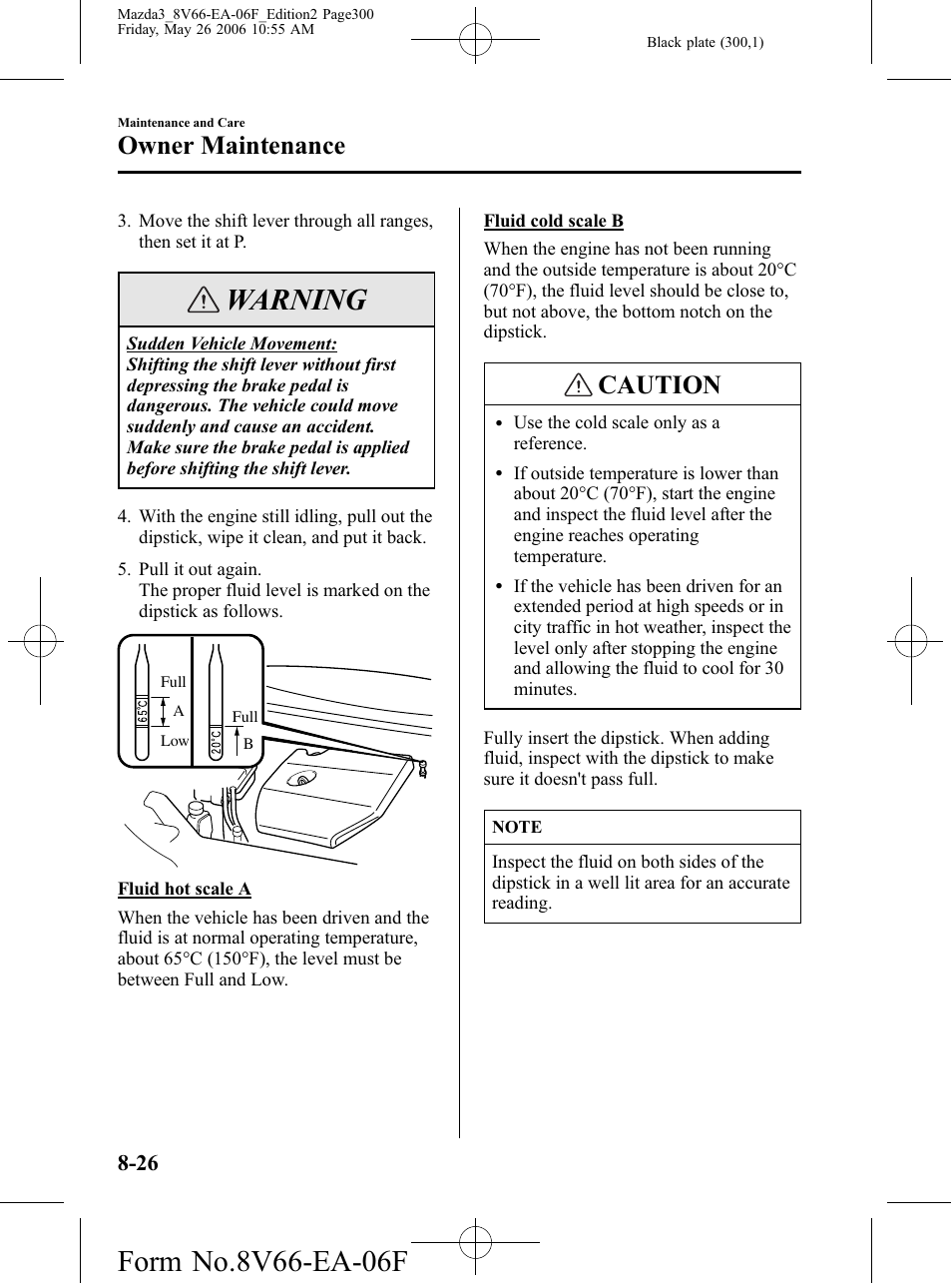 Warning, Caution, Owner maintenance | Mazda 2007 3 4-DOOR User Manual | Page 301 / 459