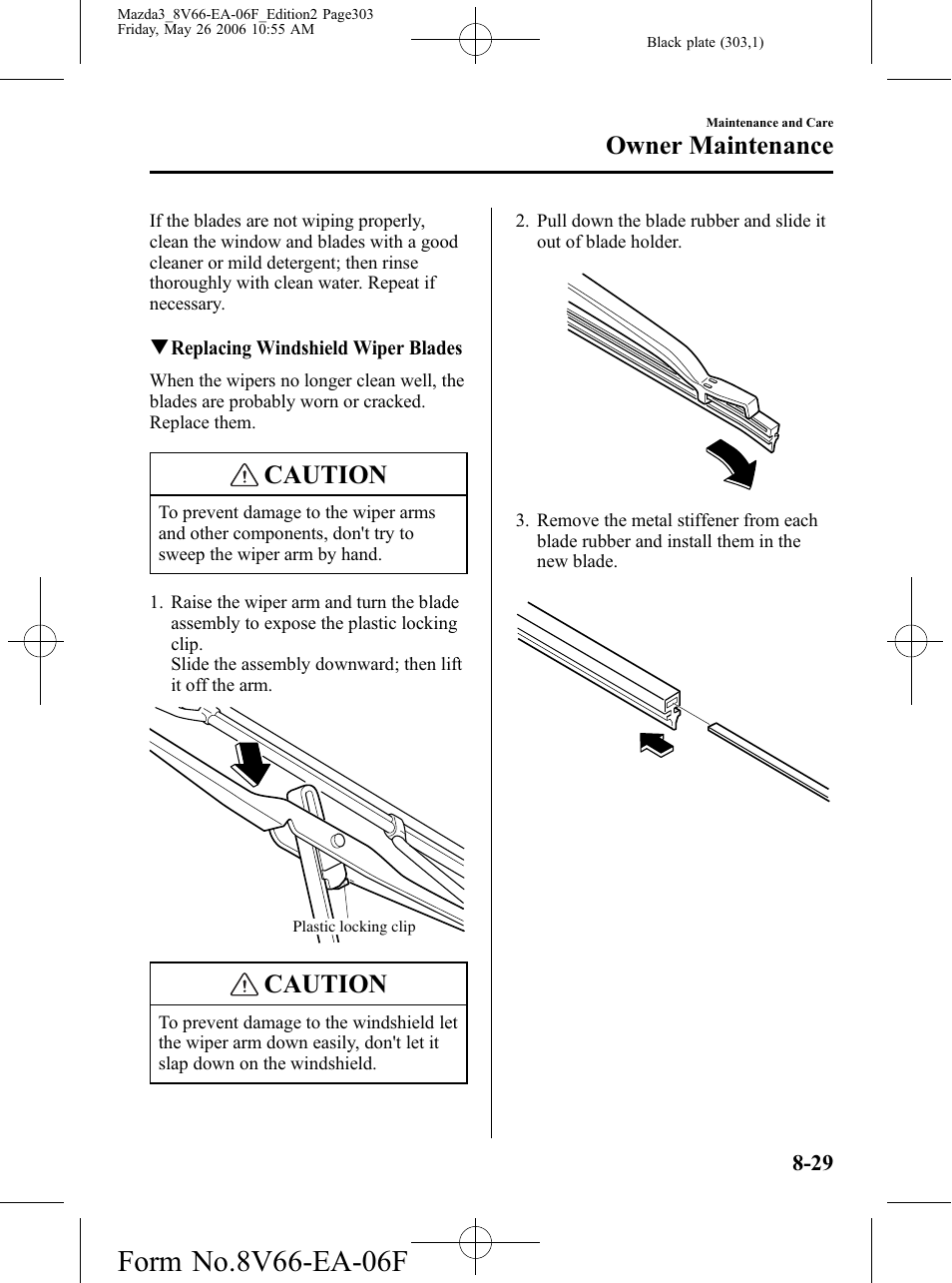 Caution, Owner maintenance | Mazda 2007 3 4-DOOR User Manual | Page 304 / 459