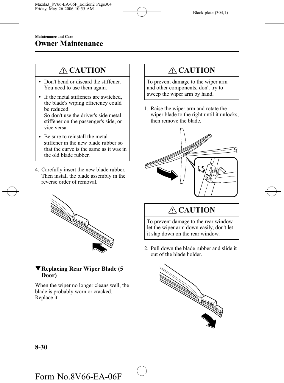 Caution, Owner maintenance | Mazda 2007 3 4-DOOR User Manual | Page 305 / 459