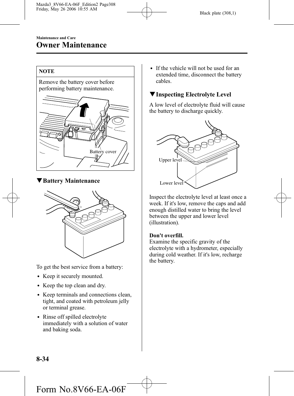 Owner maintenance | Mazda 2007 3 4-DOOR User Manual | Page 309 / 459