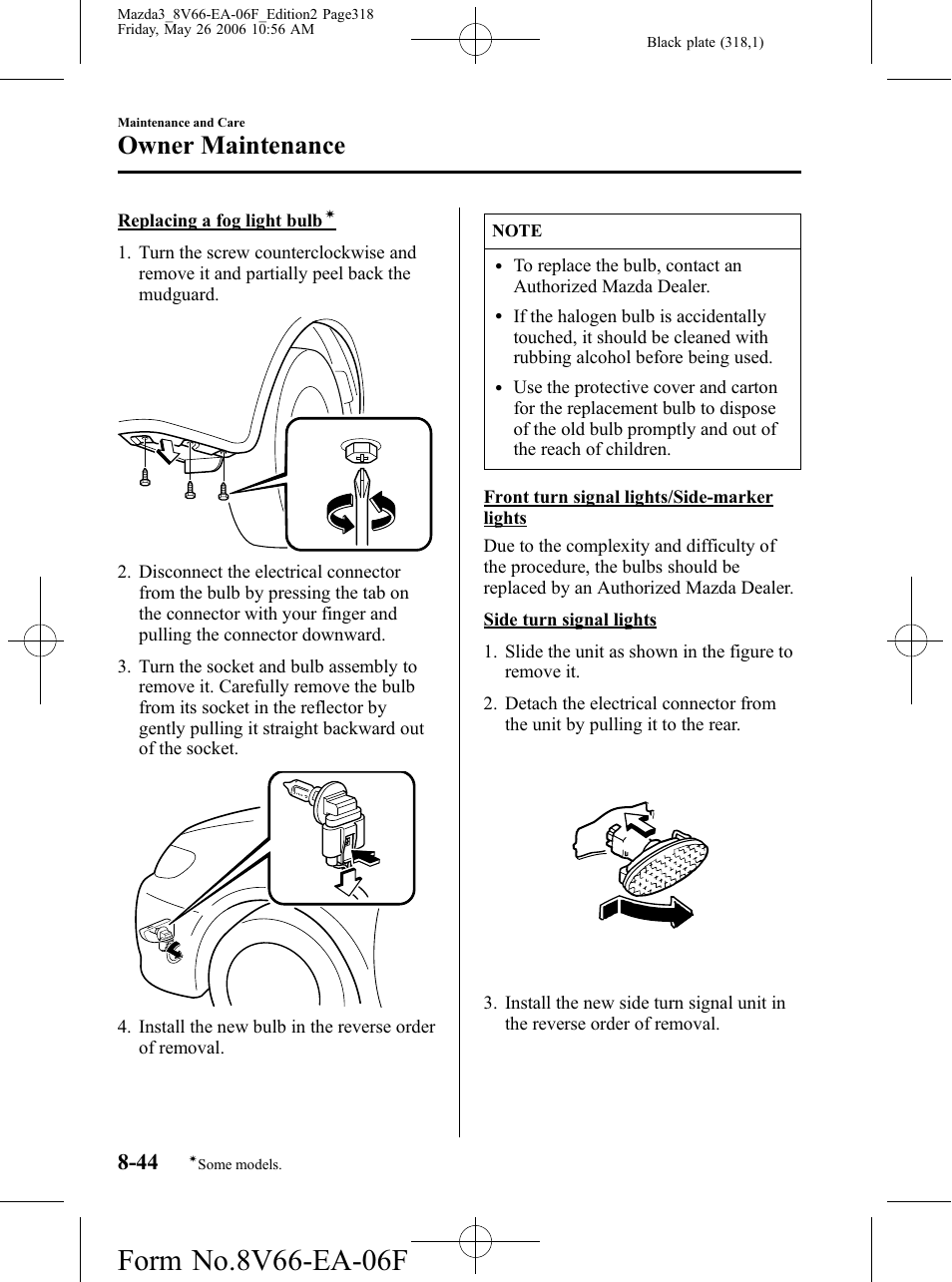 Owner maintenance | Mazda 2007 3 4-DOOR User Manual | Page 319 / 459