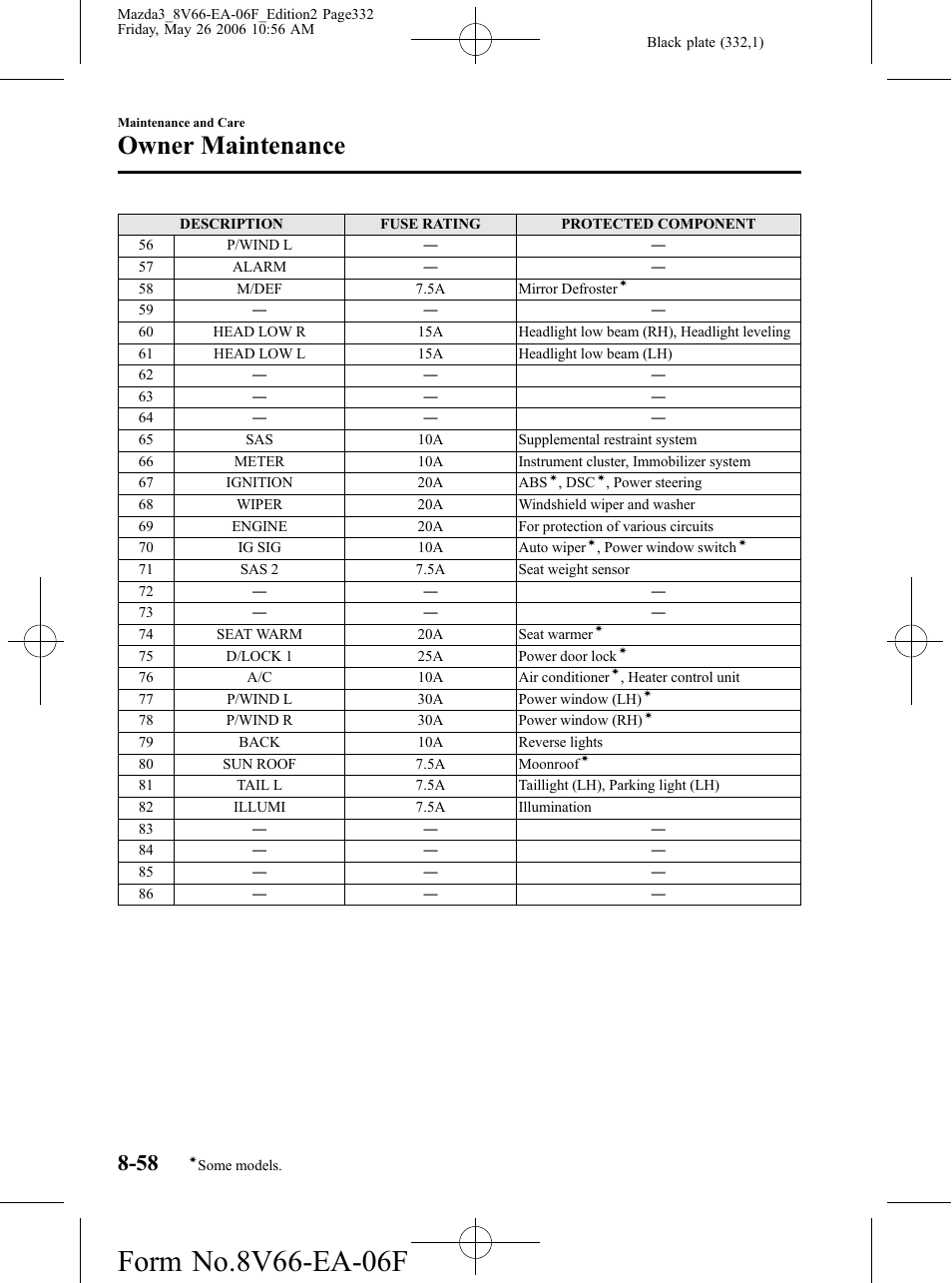 Owner maintenance | Mazda 2007 3 4-DOOR User Manual | Page 333 / 459