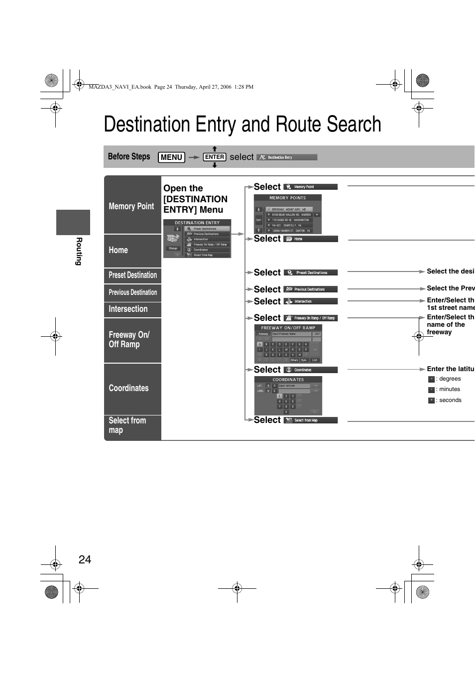 Destination entry and route search | Mazda 2007 3 4-DOOR User Manual | Page 427 / 459