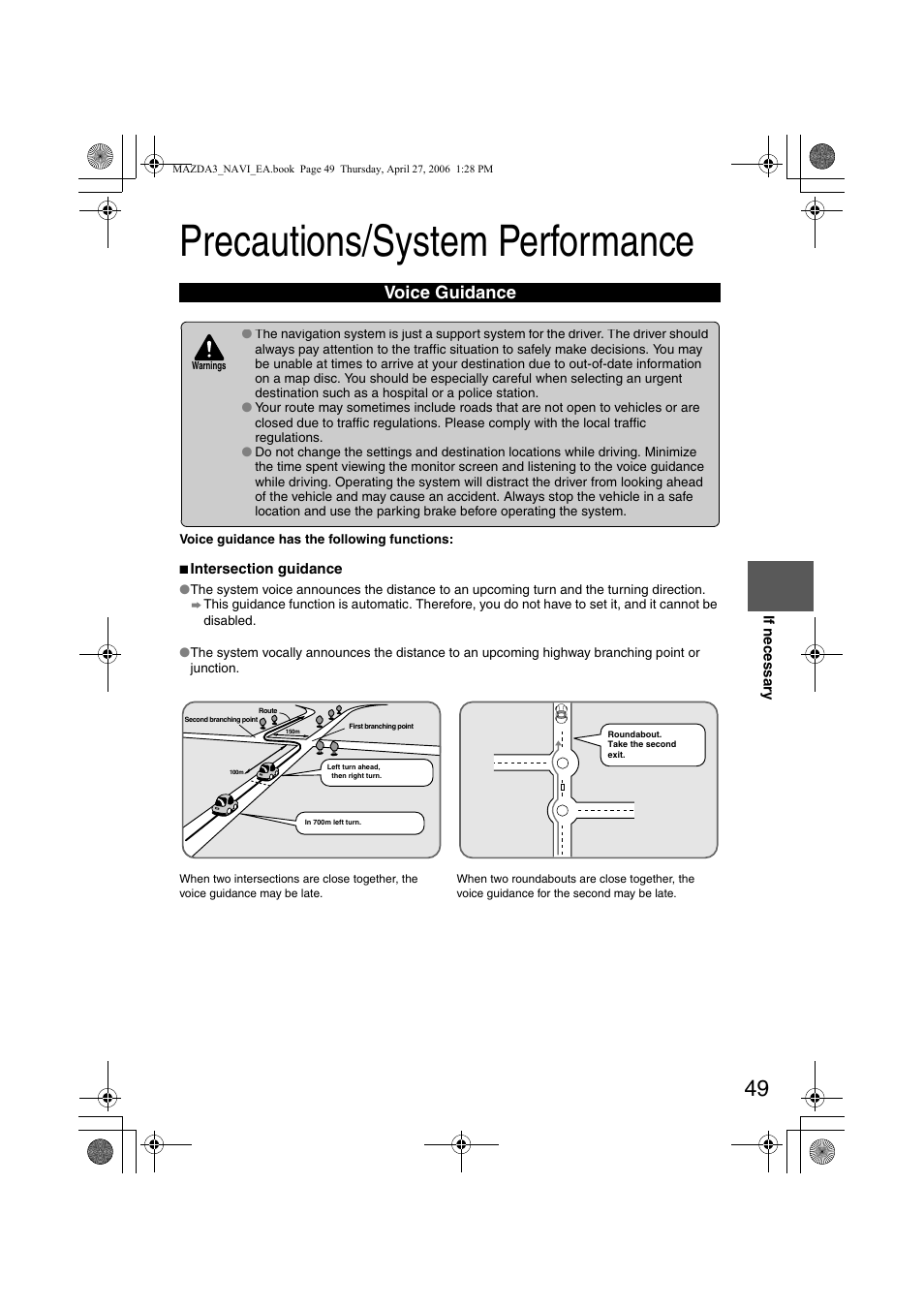 Precautions/system performance, Voice guidance | Mazda 2007 3 4-DOOR User Manual | Page 452 / 459